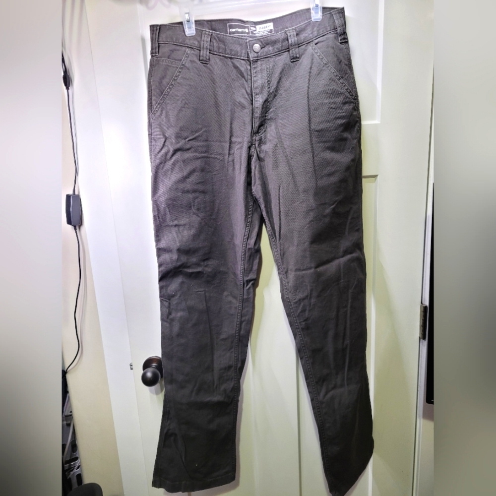 Men 33 x 34 - Carhartt - Rugged Flex / Relaxed Fit - Canvas Work Pant - Gray